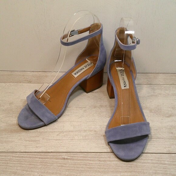 Steve Madden Blue Suede Women's Irenee Ankle Strap Block-Heel Sandals Size  6 M - Picture 3 of 10